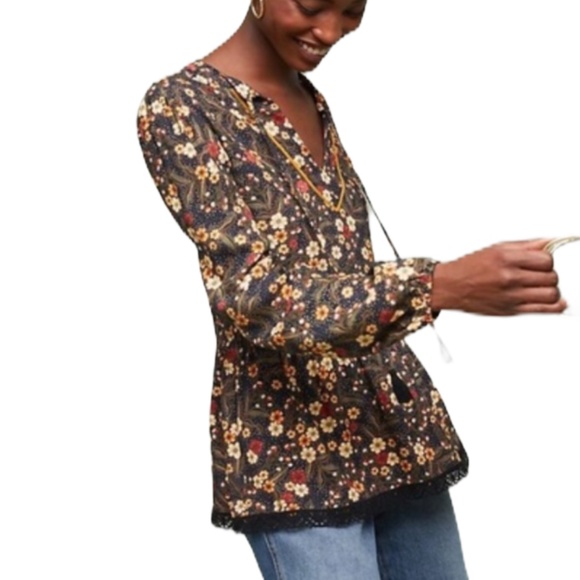 Farm Rio by Anthropologie Sayen Peasant Floral Top - Picture 1 of 9